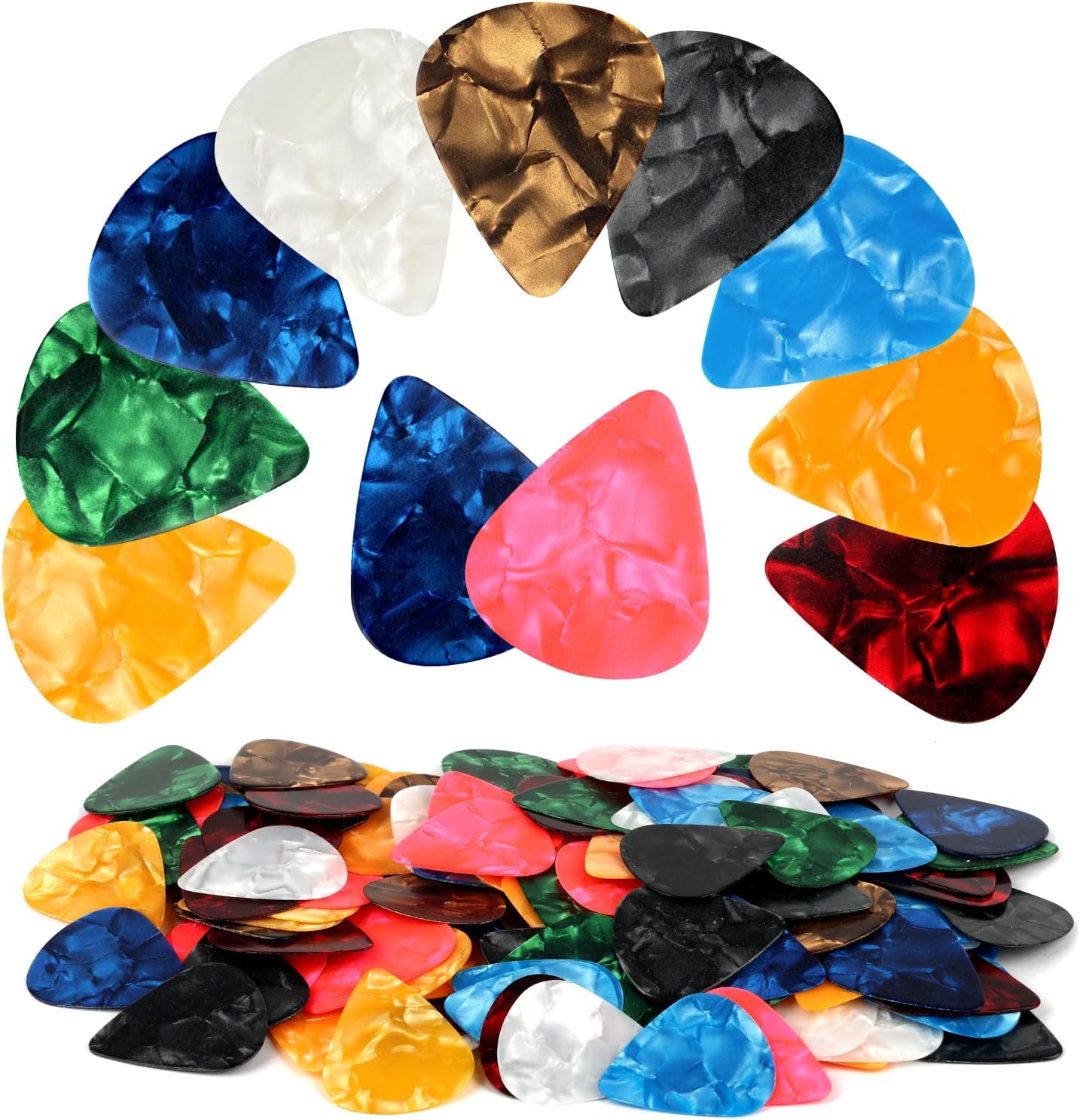 120 Pcs Celluloid Guitar Picks for Acoustic Electric Bass Guitars- 3 Sizes