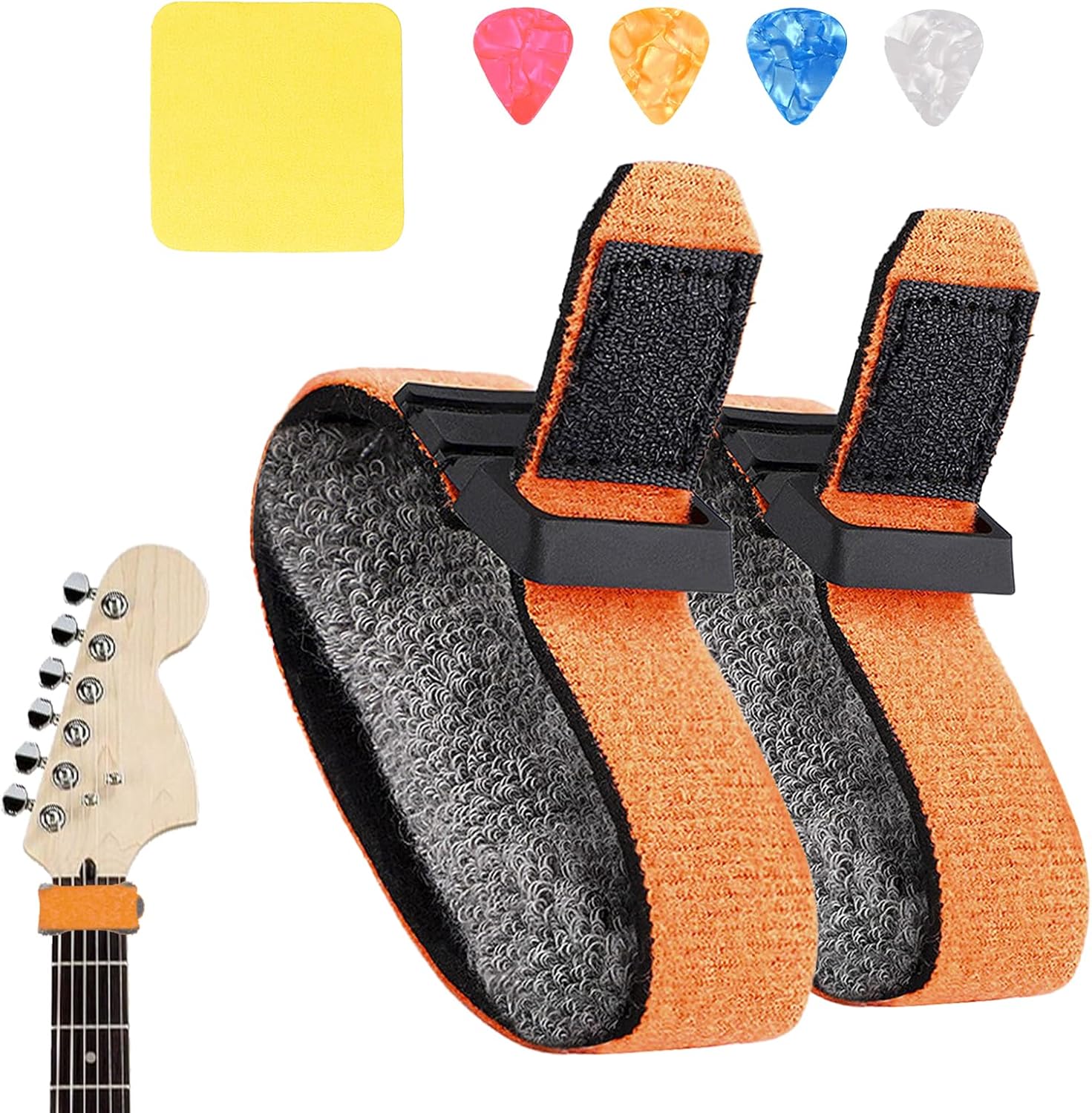 2PCS Guitar String Mute Damper, Fretboard Mute Band, Guitar Mute Damper, Soft Material